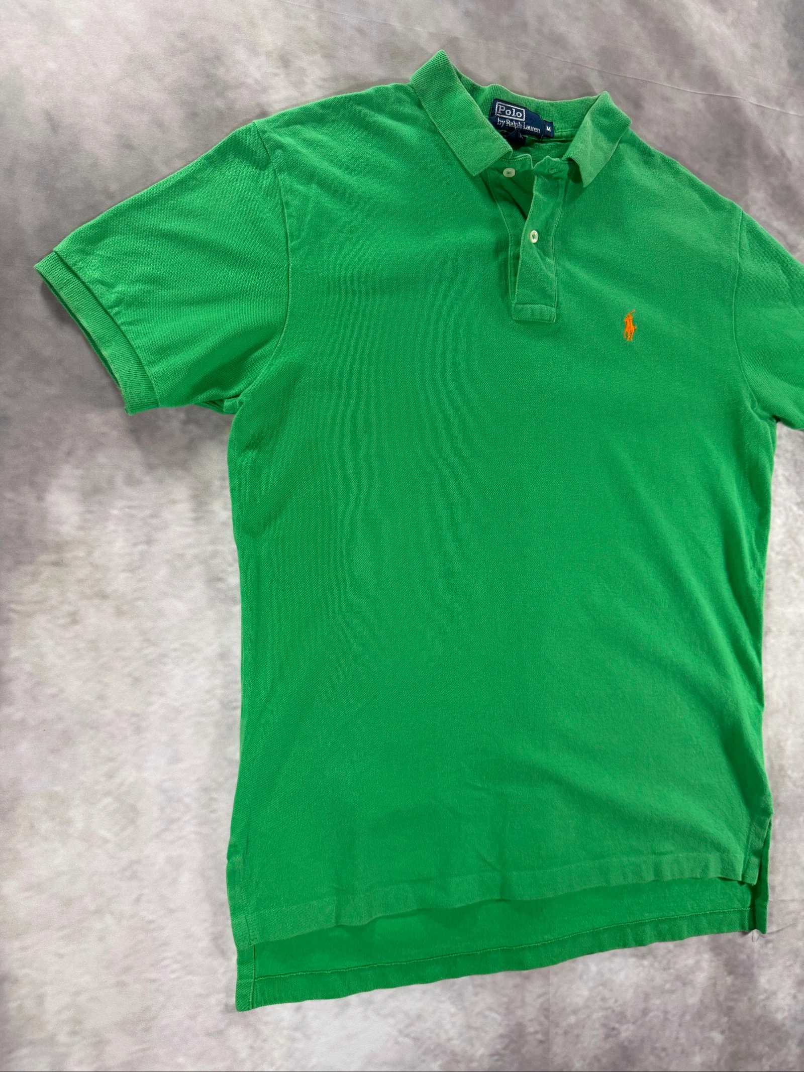 Polo Ralph Lauren Green Polo Shirt Orange Pony SVintage Cotton Classic Preppy – photo 5